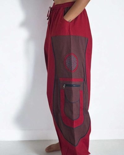 red baggy trouser side view