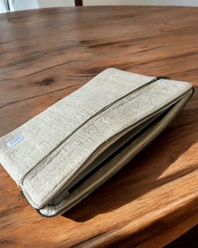 beige hemp laptop sleeve for 13 inch laptops
