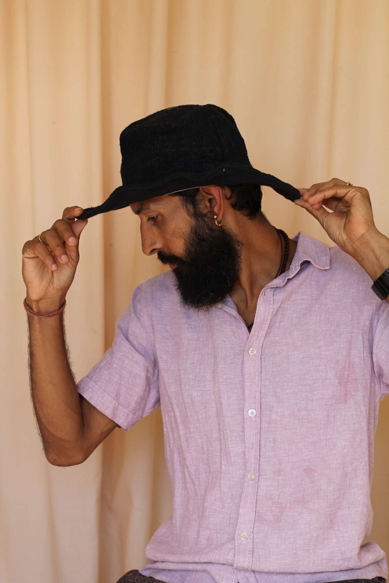 Brown KTM safari Hemp Hat with Wide Brim for Sun Protection - Image 6