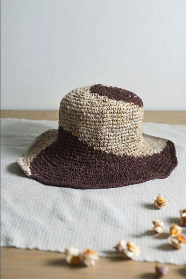 Crochet hat on table