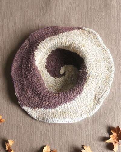 Crochet hat on table