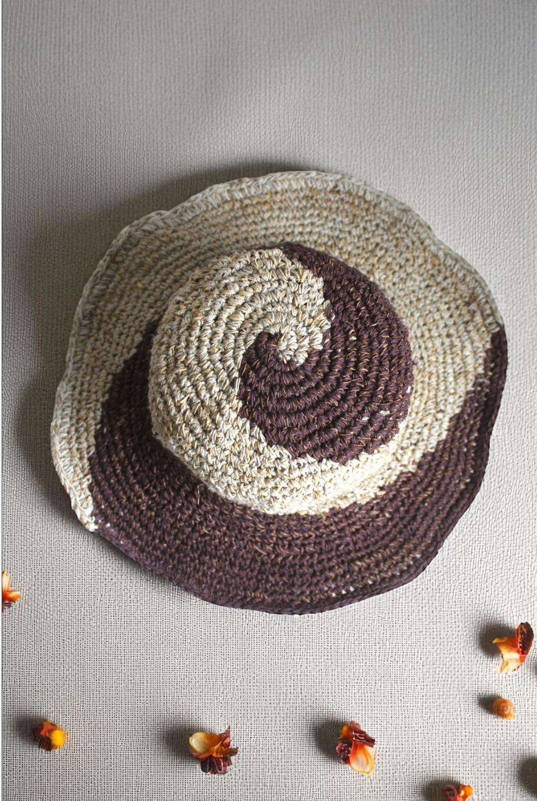 Crochet hat on table