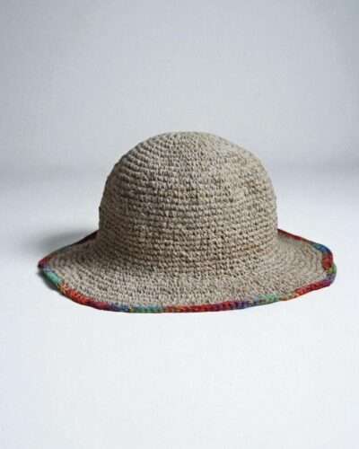 Rainbow Rim Crochet Hemp Hat with Wide Brim - Image 2