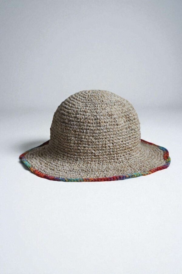 Rainbow Rim Crochet Hemp Hat with Wide Brim - Image 2