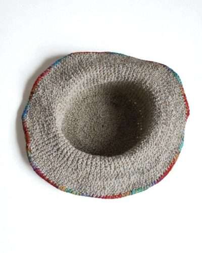 Rainbow Rim Crochet Hemp Hat with Wide Brim - Image 3