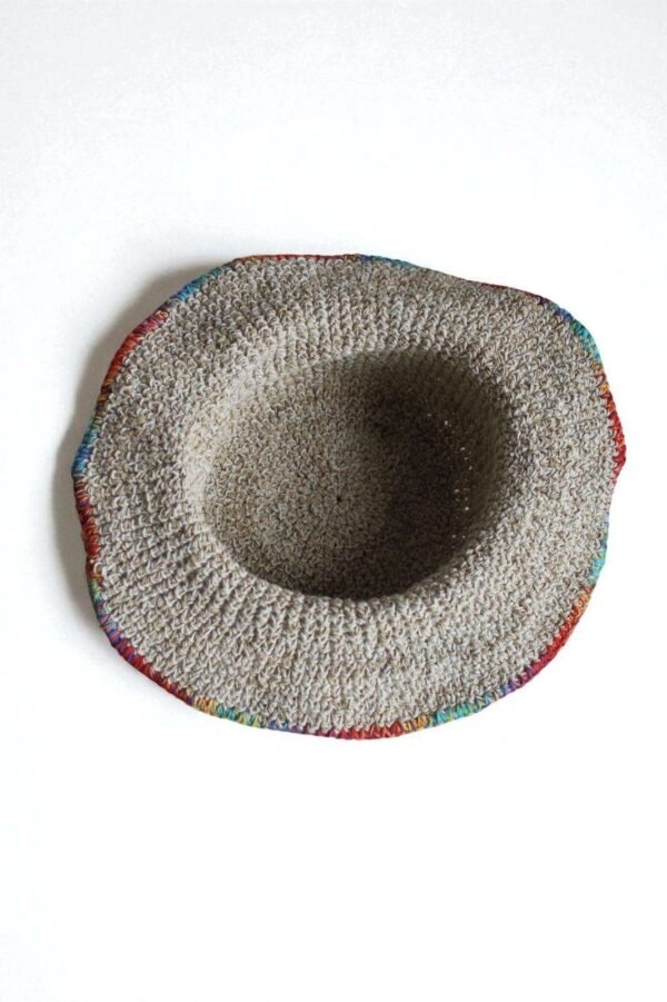 Rainbow Rim Crochet Hemp Hat with Wide Brim - Image 3