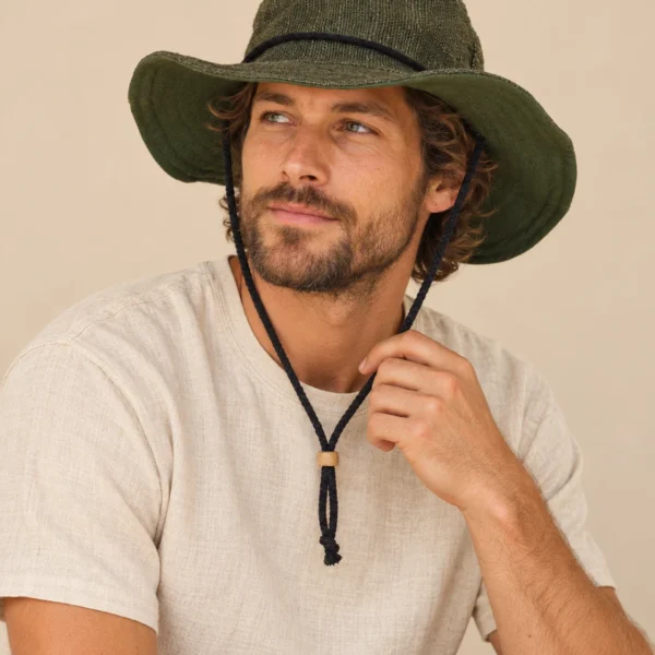 Green KTM Hemp Safari Hat with Chin Strap