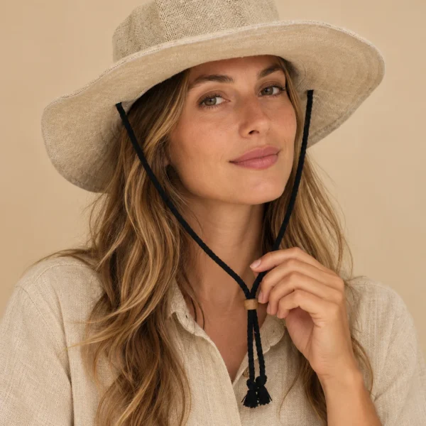 Beige KTM Hemp Safari Hat with Chin Strap