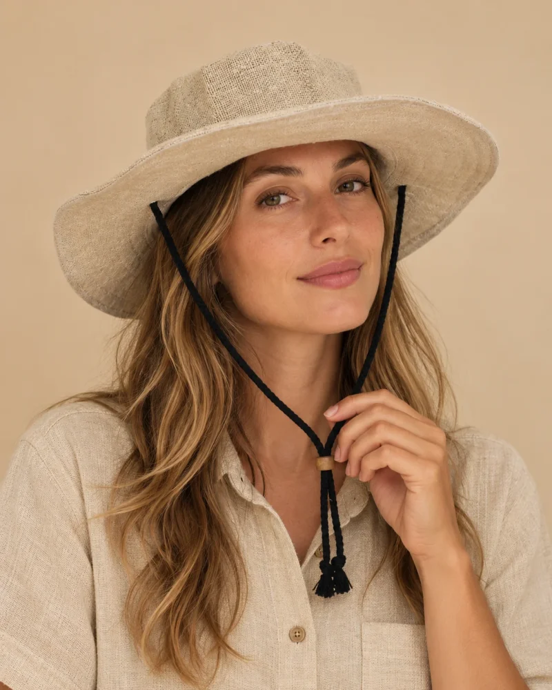 Beige KTM Hemp Safari Hat with Chin Strap