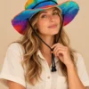 Rainbow KTM ,safari hat with chin string worn by a female