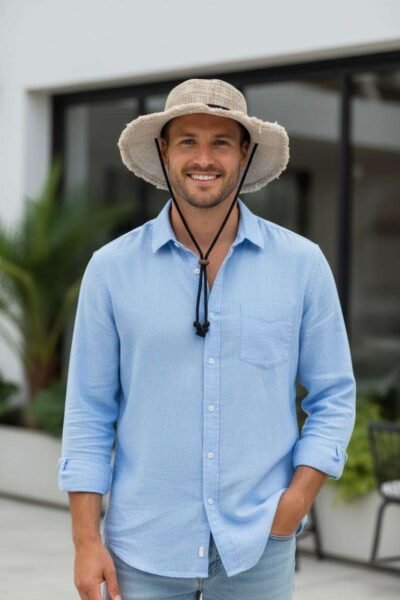 Beige Cruiser Hemp Hat with String - Stylish Protection for Travel & Sunny Days - Image 8