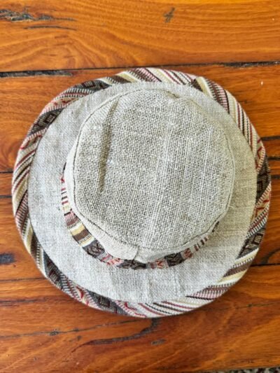 Bordered Hemp Sun Hat: Beige - Image 4