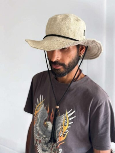 Everyday Hemp Hat with String: Beige - Image 4