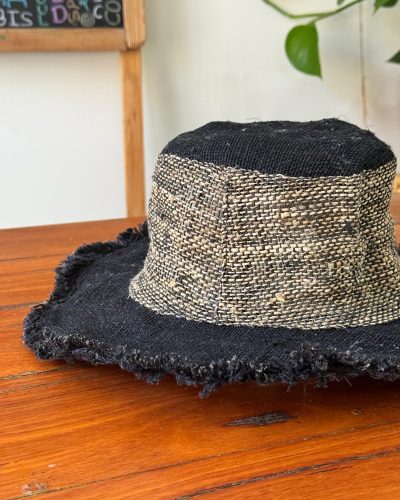 zoomed view of black hemp cruiser hat