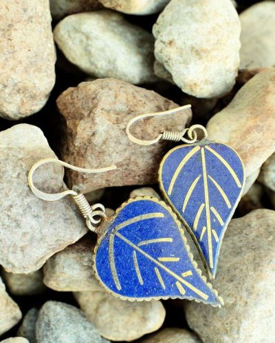 blue leaf earring