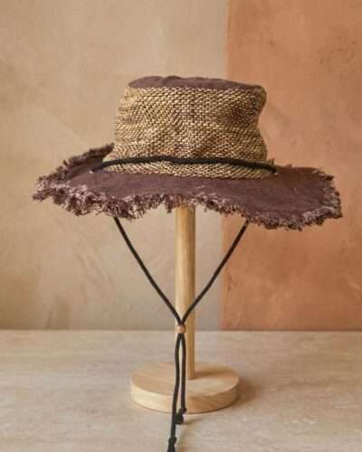 Cruiser Hemp Hat with Chin String: Brown - Sustainable Unisex Sun Hat - Image 2