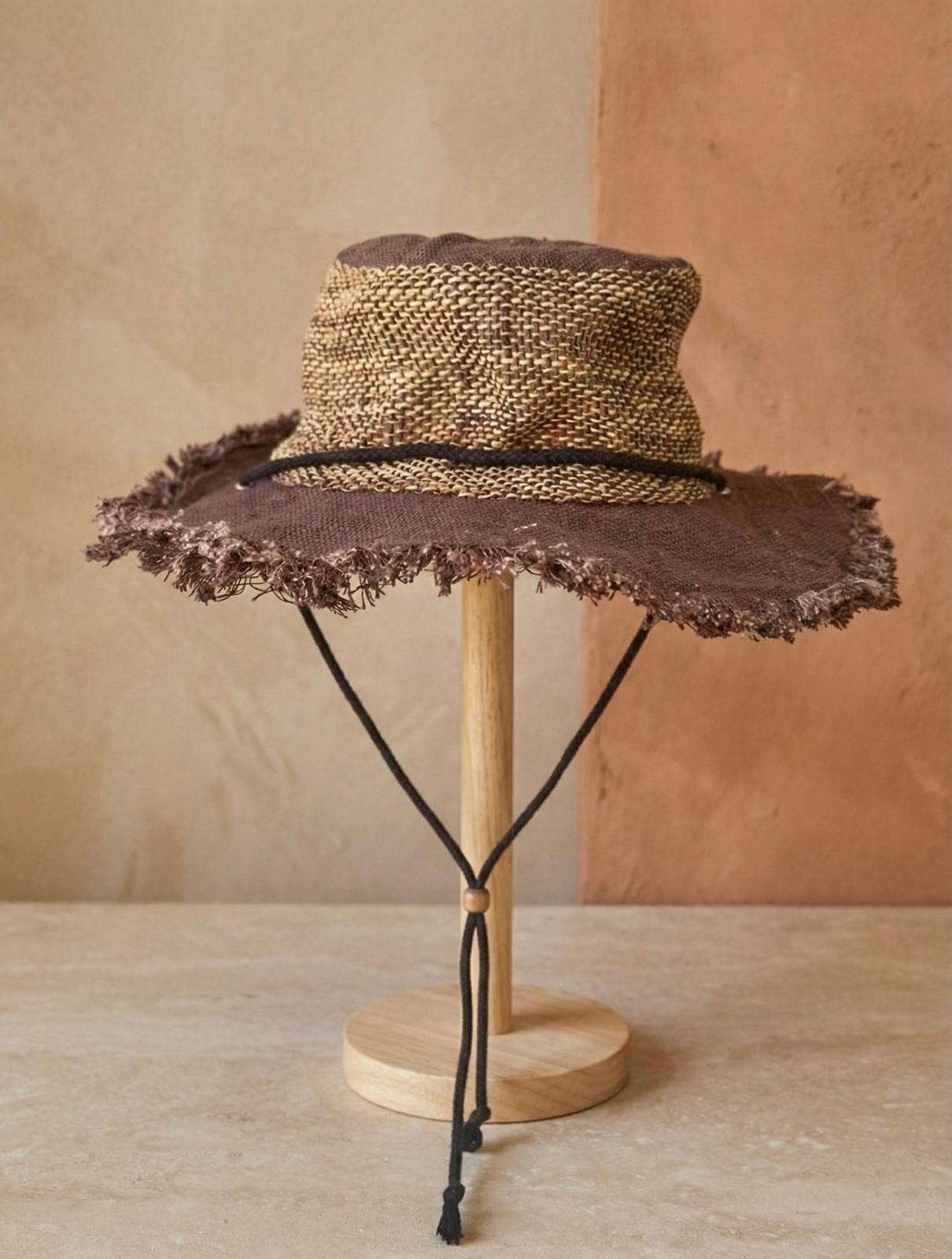 Cruiser Hemp Hat with Chin String: Brown - Sustainable Unisex Sun Hat - Image 2