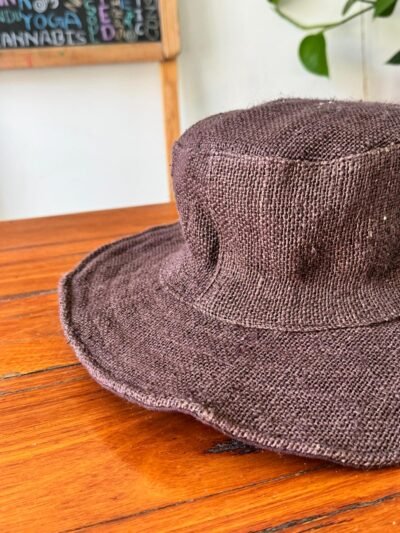 Brown Wide Brim Hemp Hat - Image 3