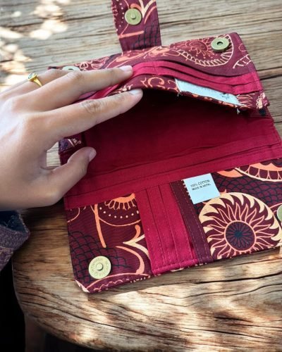 cotton women wallet with red and maroon mix inside