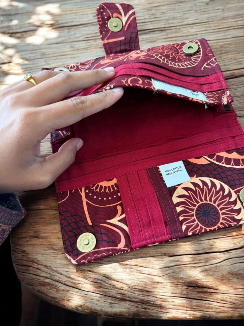 cotton women wallet with red and maroon mix inside