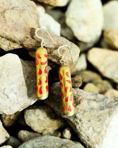 cylindrical and red blend earring