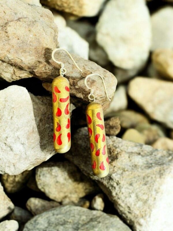 cylindrical and red blend earring