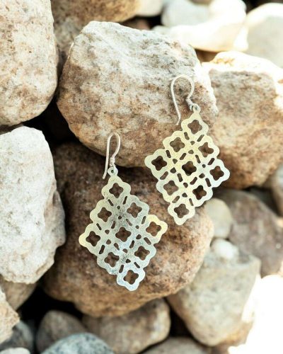 diamond shape earring sterling silver