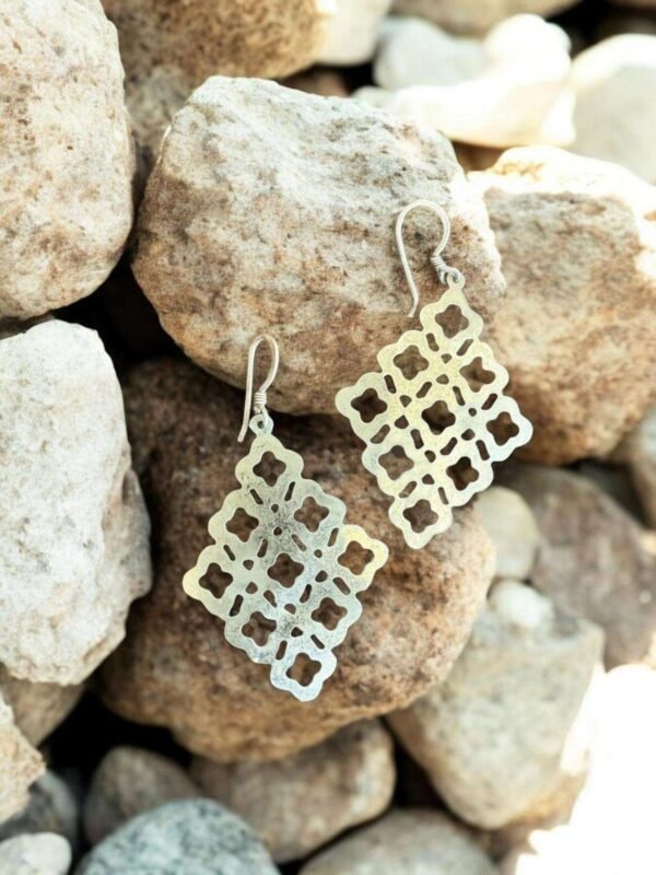 diamond shape earring sterling silver