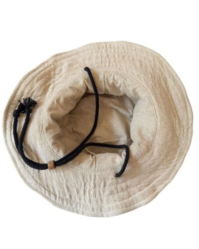 inner side of beige safari hat