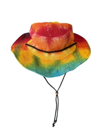 KTM Hemp Hat with String: Rainbow Design - Sun Hat - Easily Foldable & Packable - Image 6