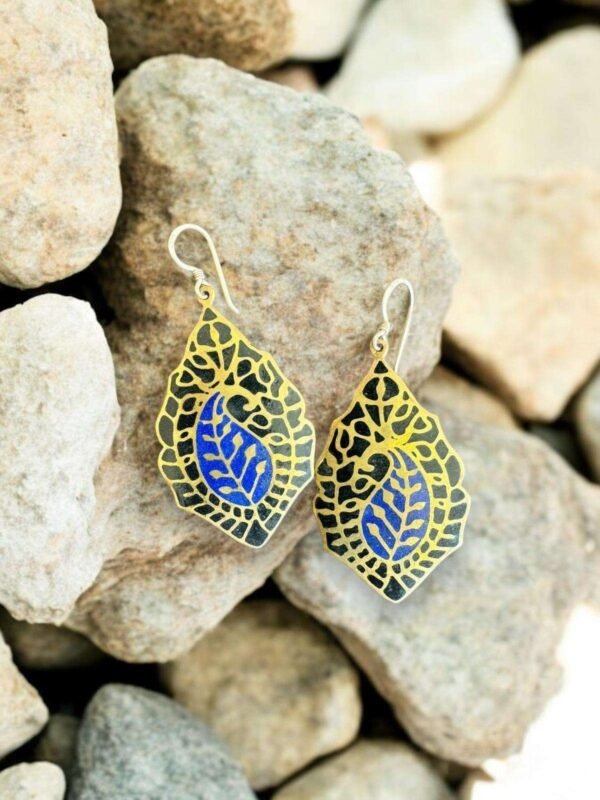 golden and blue filigree earrings