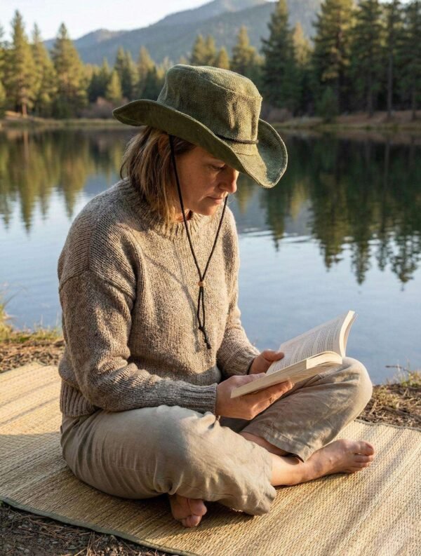 Green KTM Hemp Safari Hat with Chin Strap - Image 4