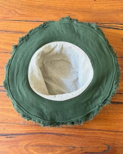inner view of green hemp cruiser hat