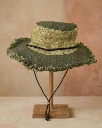 Cruiser Hemp Hat with String: Green - With Adjustable Copper Wire Brim - Image 2