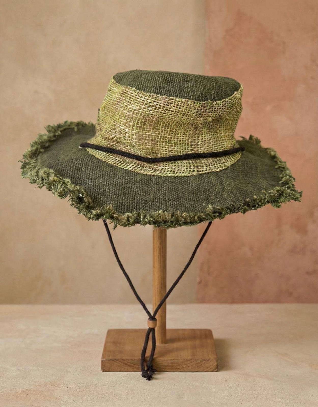 Cruiser Hemp Hat with String: Green - With Adjustable Copper Wire Brim - Image 2