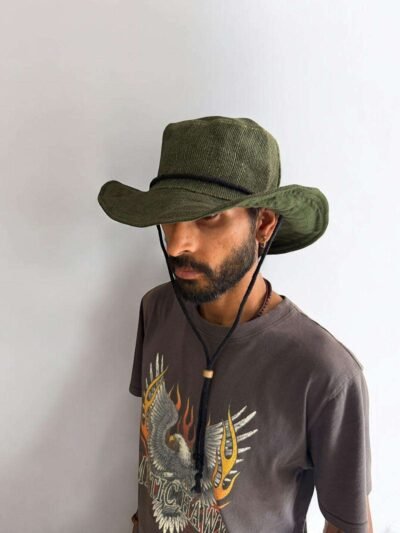 Everyday Hemp Hat with String: Green - Image 4