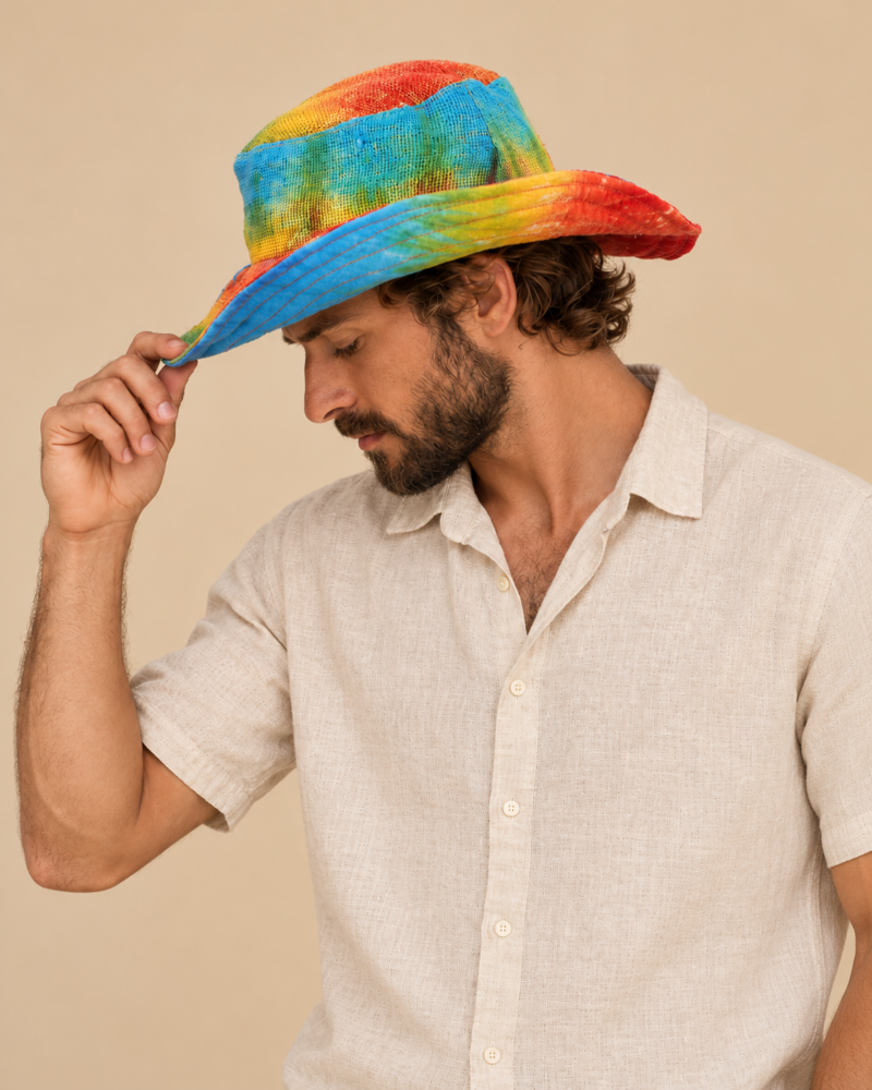 spreadmaya rainbow safari hat worn by male