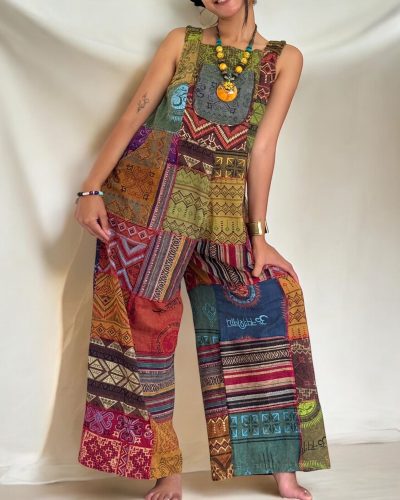 Patchwork Boho Overall for women
