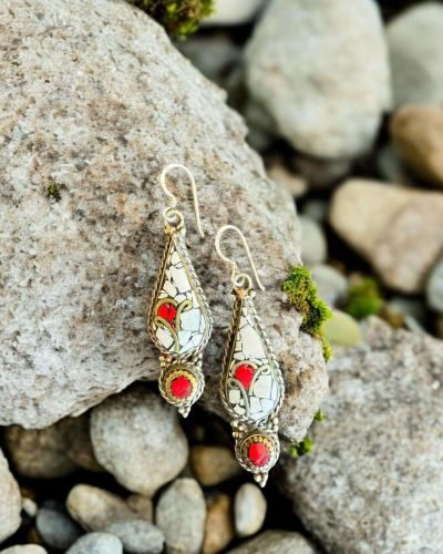 red and pinkish earring