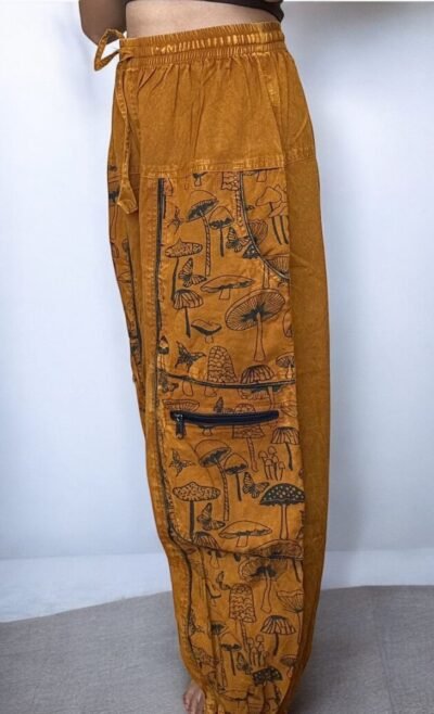 Mushroom printed Mustard trousers
