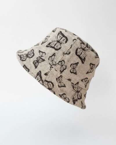 butterfly printed hat in plain background