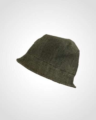 green hemp bucket hat in plain background
