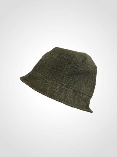 green hemp bucket hat in plain background
