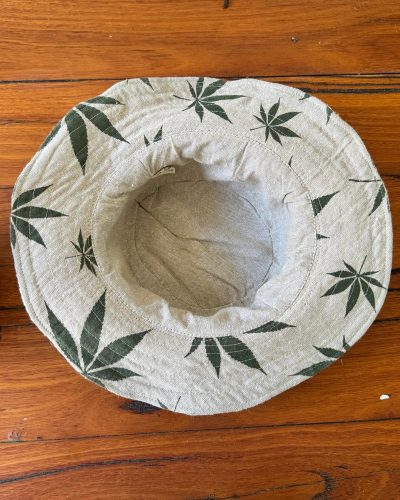 inside view of leaf printed hemp hat