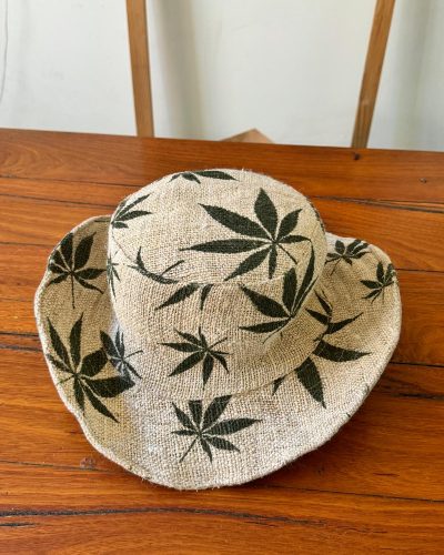 leaf printed hemp hat