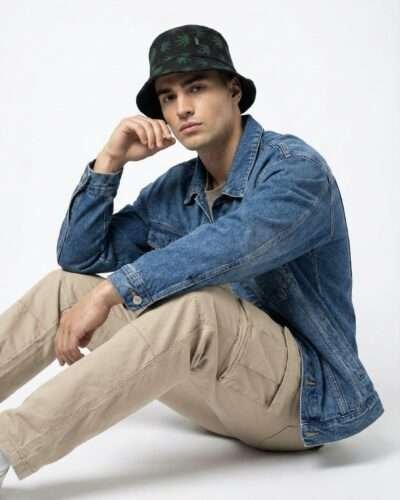 Hemp Leaf Printed Bucket hat: Small Leaves - Image 2