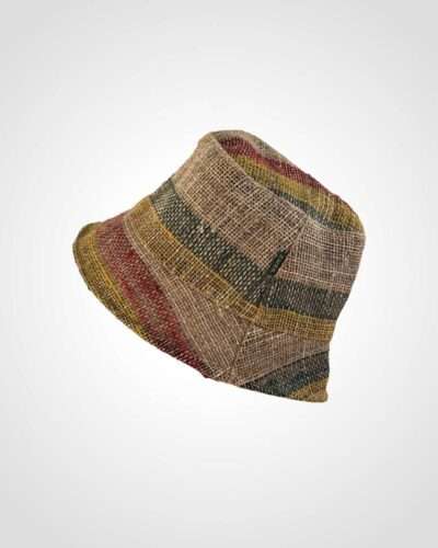 multicolor hemp bucket hat in plain background