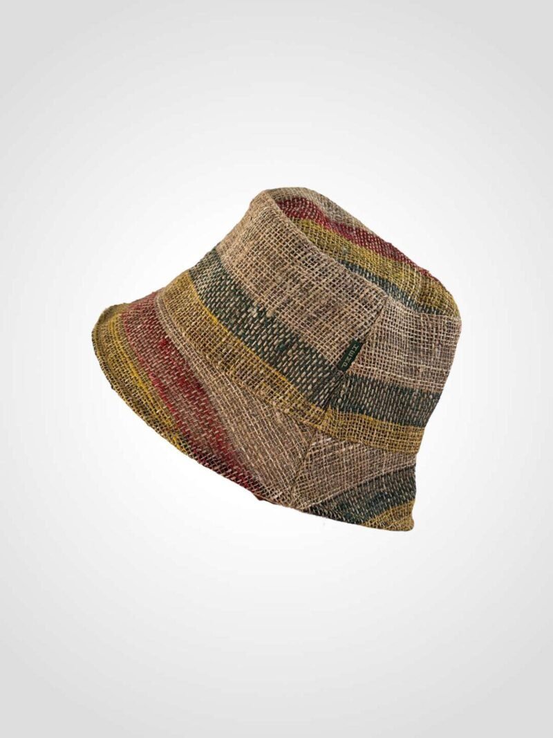 multicolor hemp bucket hat in plain background
