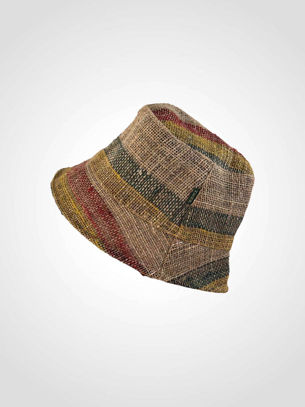 multicolor hemp bucket hat in plain background