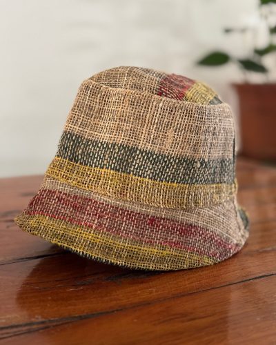 front view of colorful hemp bucket hat